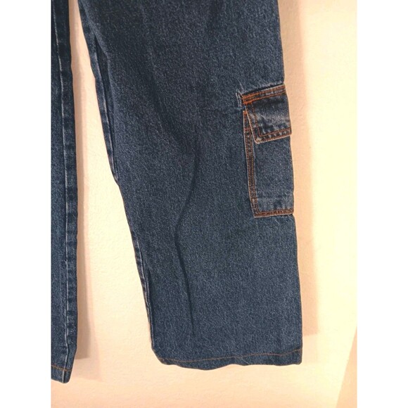 Revice Denim Baja Cargo Jeans Wide Leg Dark Wash American Flag Women's Sz 28 - Picture 9 of 13